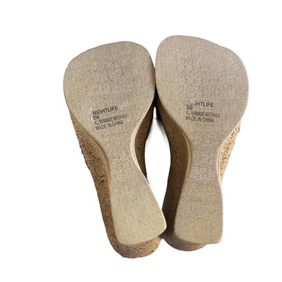 Y2K VTG. BROWN SEQUIN PLATFORM WEDGE HEELS SANDALS GROOVE SZ.‎ 8 - Picture 8 of 8